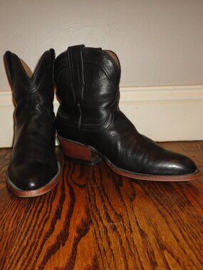 TECOVAS Women's Black Leather Shortie Western Ankle Boots Size 7.5